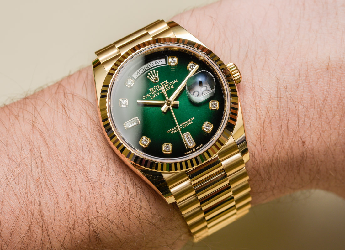 Rolex Day-Date 36 Green Dial Solid Gold Watch 118238-0419