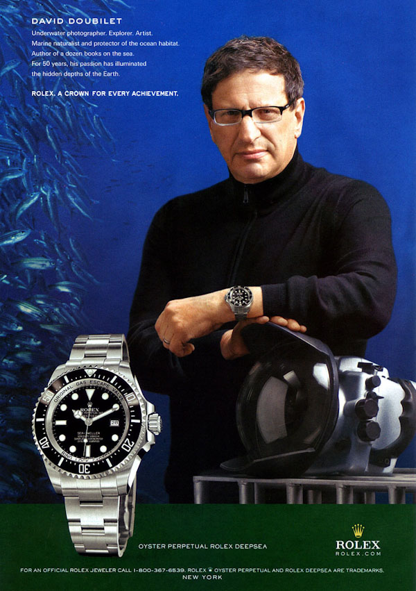 rolex david doubilet sea deep guide ad dweller buying advertising magazine ads watches deepsea wearing ablogtowatch photographer money message