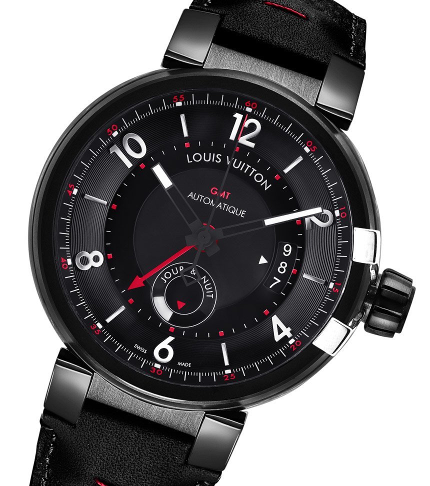 Louis Vuitton- TAMBOUR ALL BLACK TABLE CLOCK GMT