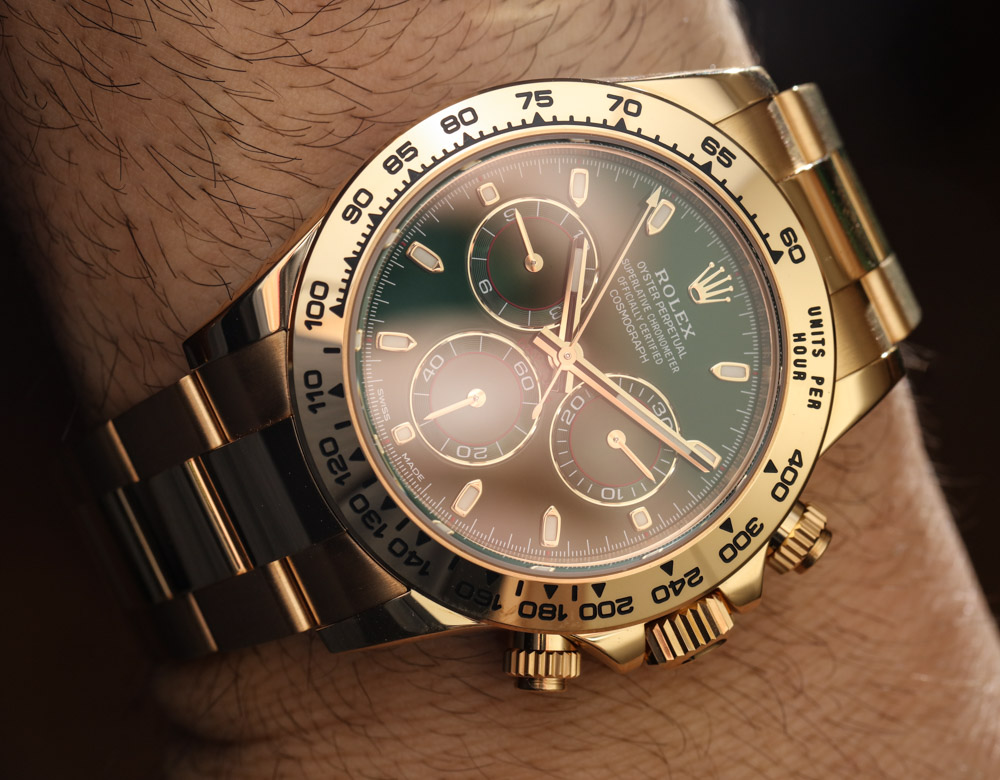 Rolex Yellow Gold Cosmograph Daytona 40 Watch - Green Stick Dial - 116508 GRI