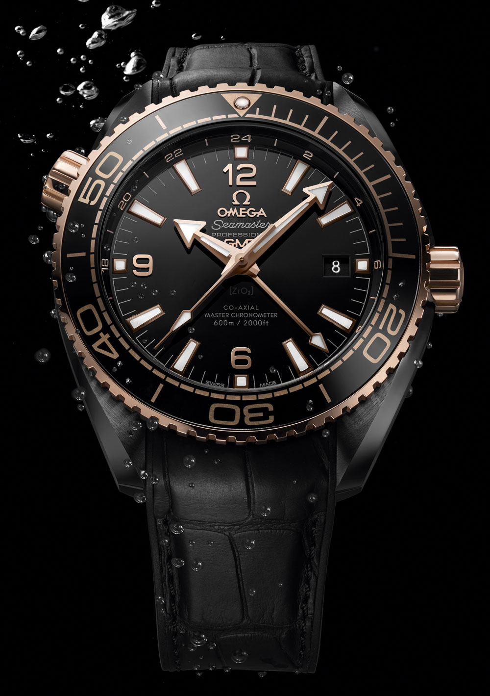 omega black and gold watch