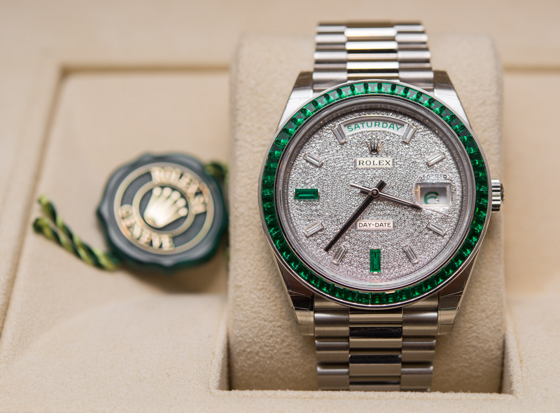 rolex with emeralds and diamonds