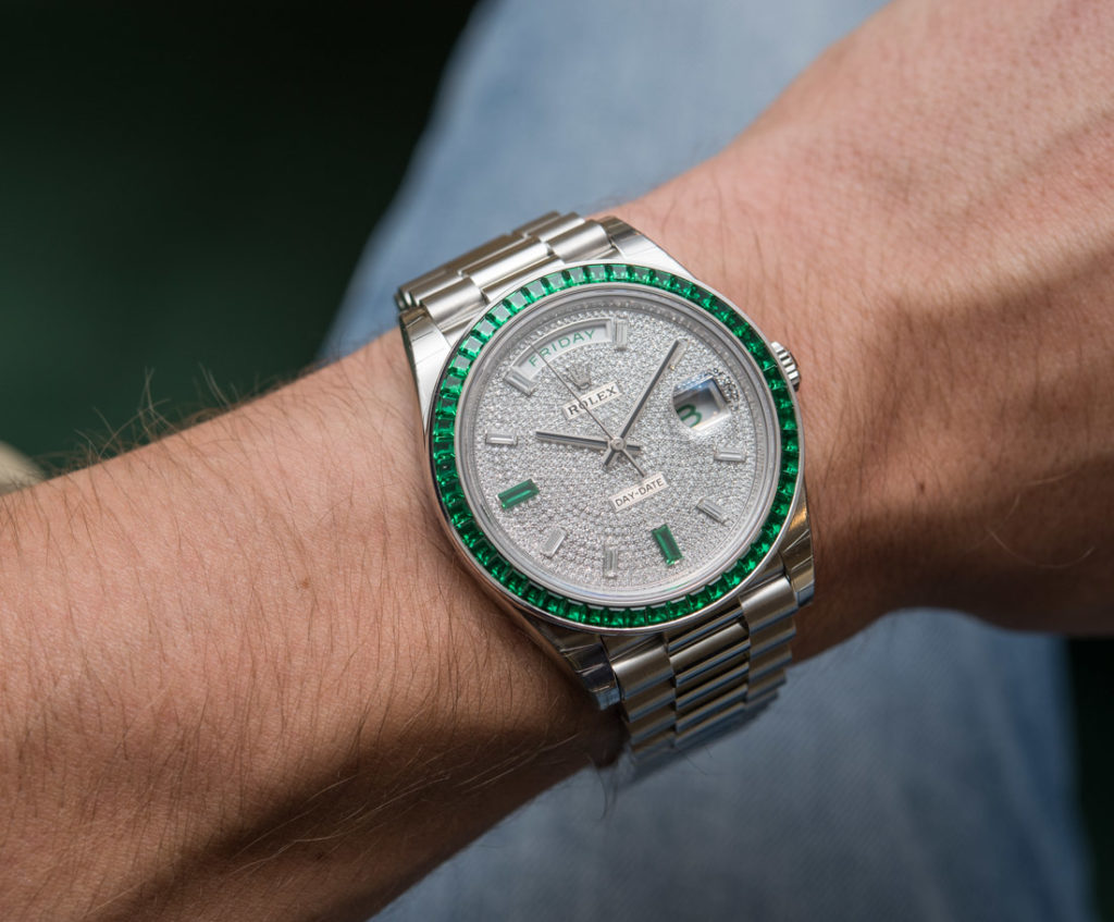 Super Rare €430000 Rolex Day Date 40 Green Emerald Platinum Watch