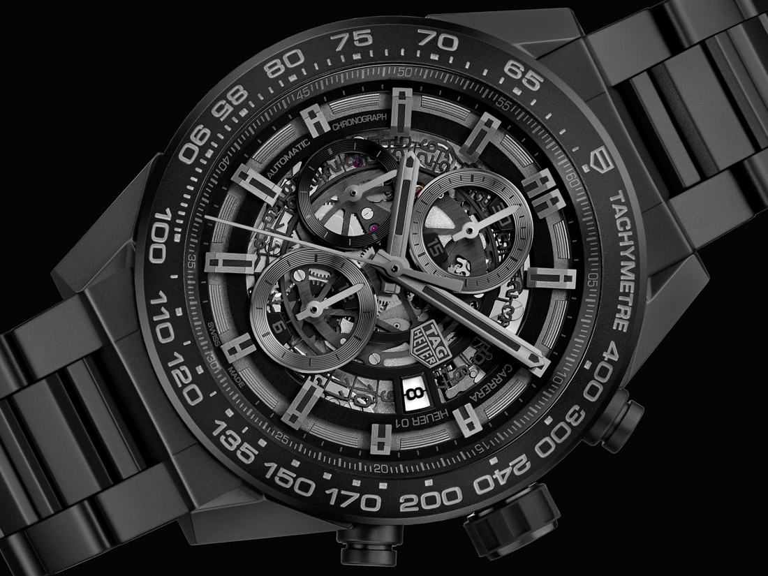 TAG Heuer Introduces New Heuer 01 Chronograph with Matte Black Ceramic Case