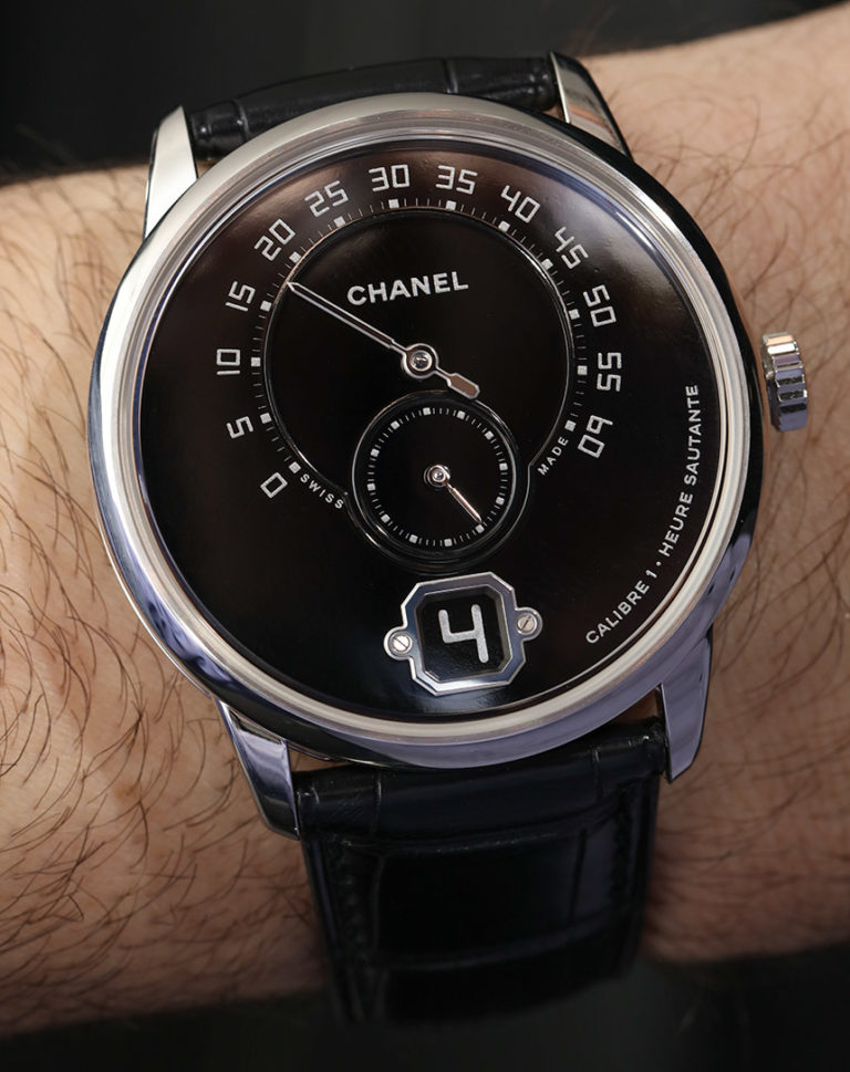 Chanel Monsieur De Chanel Watch In Platinum With Black Enamel Dial ...