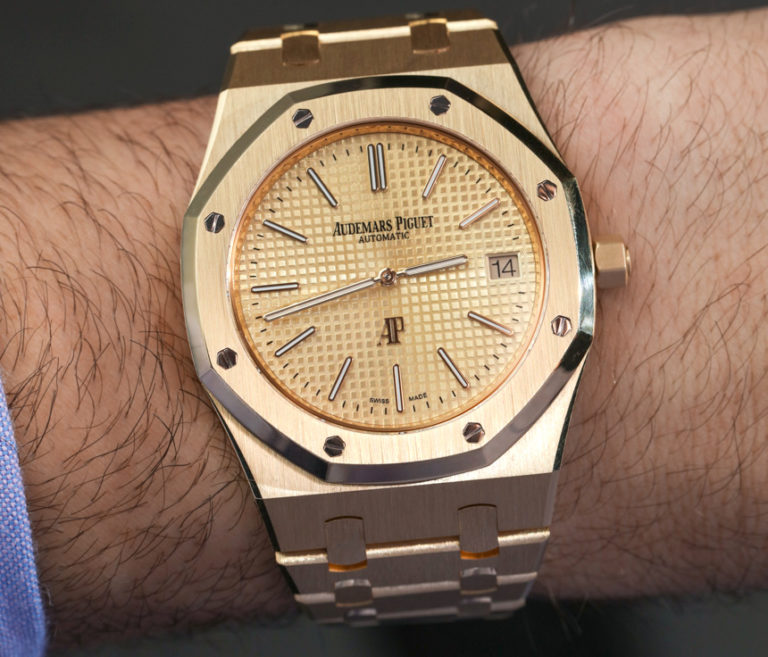 Audemars Piguet Extra-Thin Jumbo Royal Oak Ref. 15202 Gold Watch Hands ...