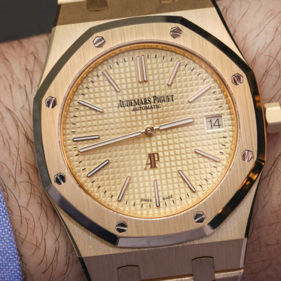 Audemars Piguet Extra-Thin Jumbo Royal Oak Ref. 15202 Gold Watch Hands ...