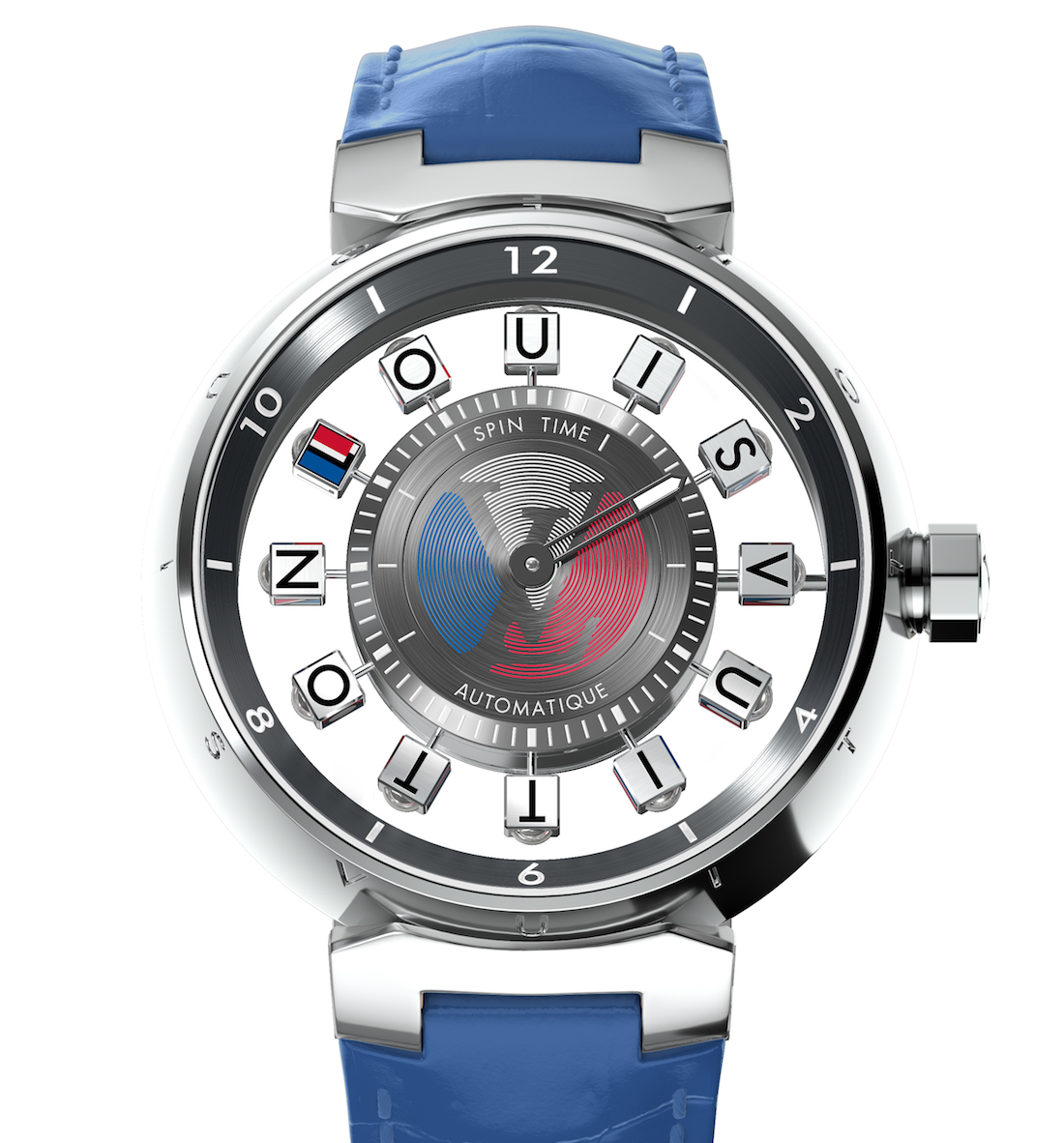 Watch Louis Vuitton Tambour Spin Time GMT  Tambour Spin Time White Gold -  Alligator Bracelet
