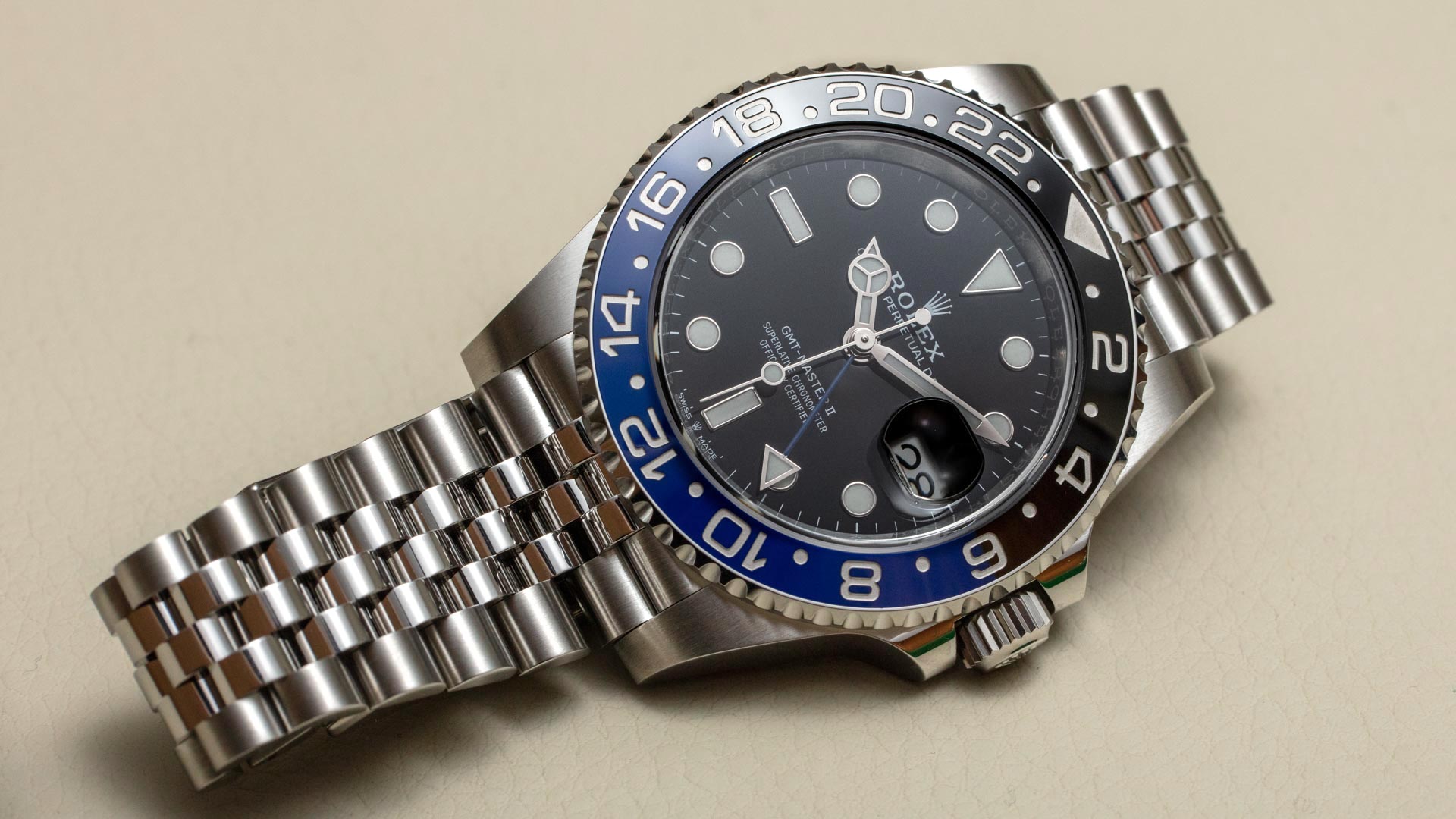 Rolex GMT Master II Black Blue Batgirl Jubilee Mens Watch 126710 Unworn |  SwissWatchExpo