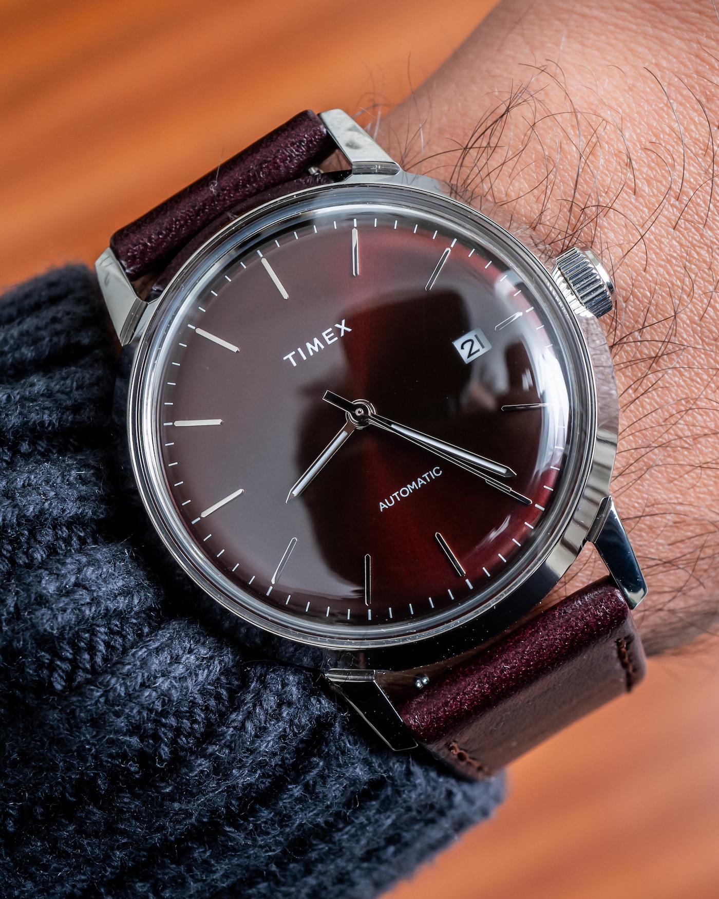Timex Marlin Automatic Burgundy Dial Online Exclusive Watch | aBlogtoWatch
