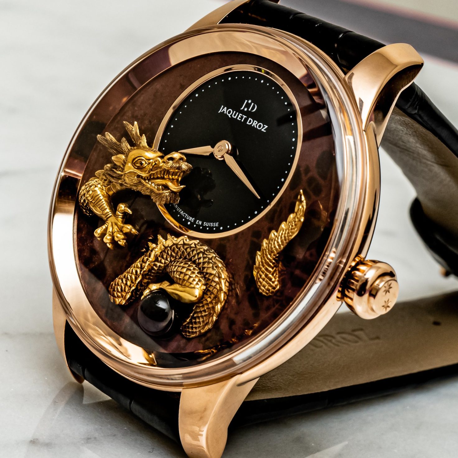 Hands On Jaquet Droz Petite Heure Minute Relief Dragon Watch