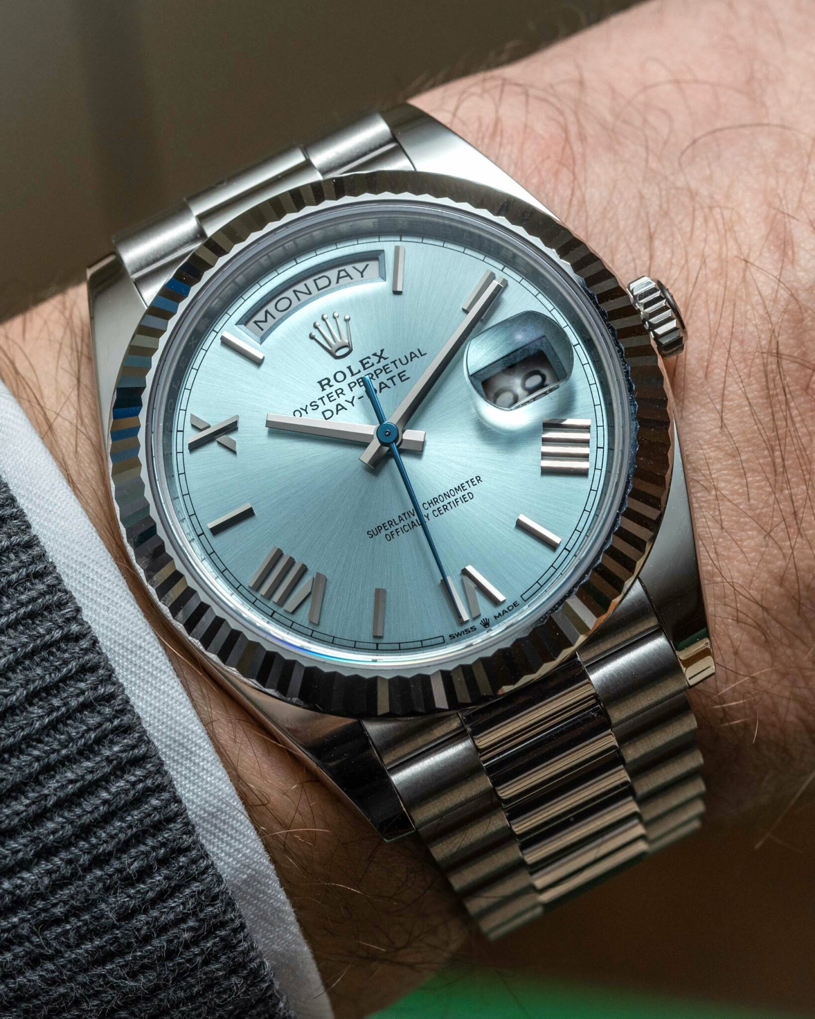 Hands-On: Platinum Rolex Day-Date 36 & Day-Date 40 Watches With Fluted ...