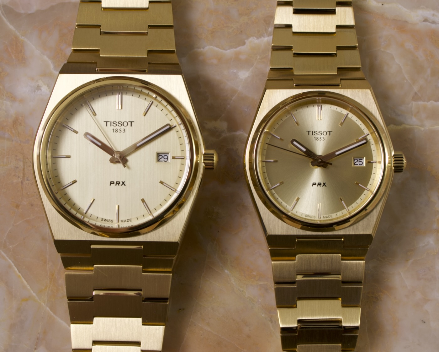 Hands-On: Tissot PRX 40mm and 35mm Gold Tone | aBlogtoWatch