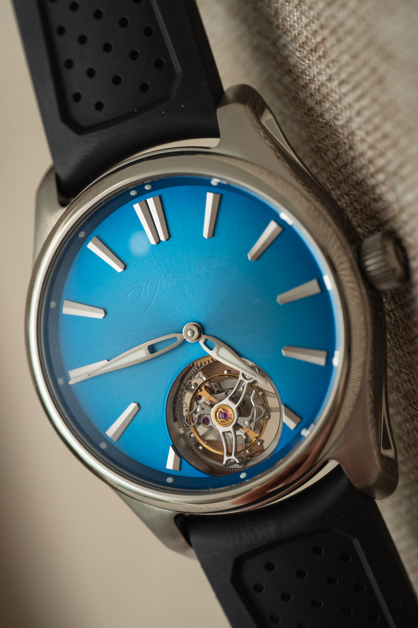 Hands On Debut H. Moser Cie. Pioneer Tourbillon Arctic Blue And