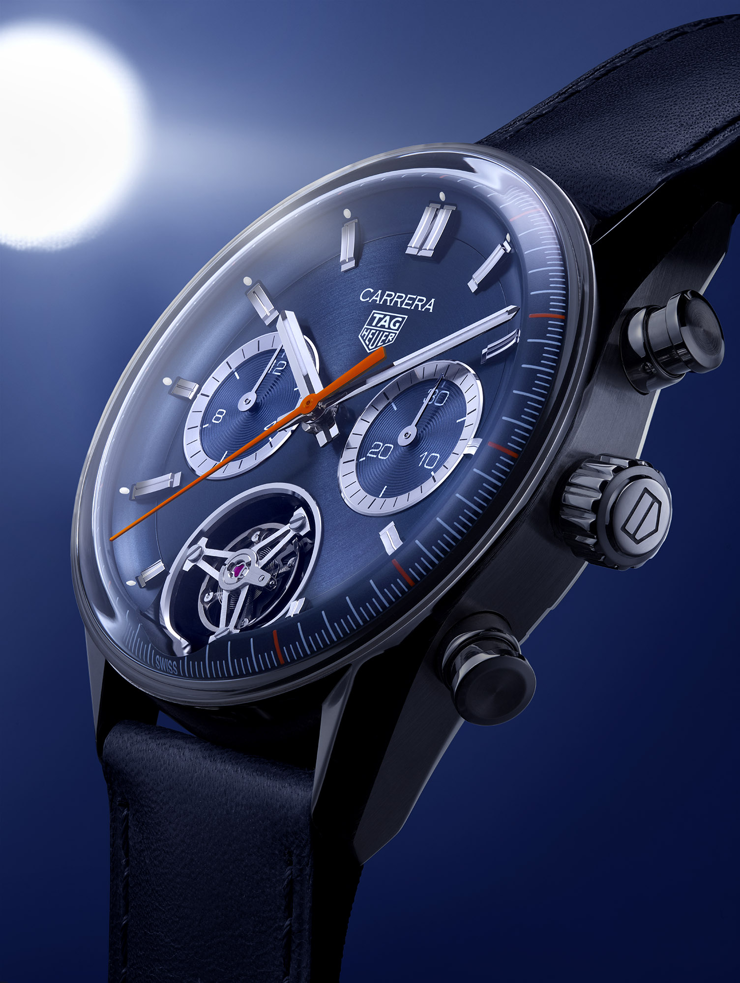 The TAG Heuer Carrera Collection with blue dial is a contemporary