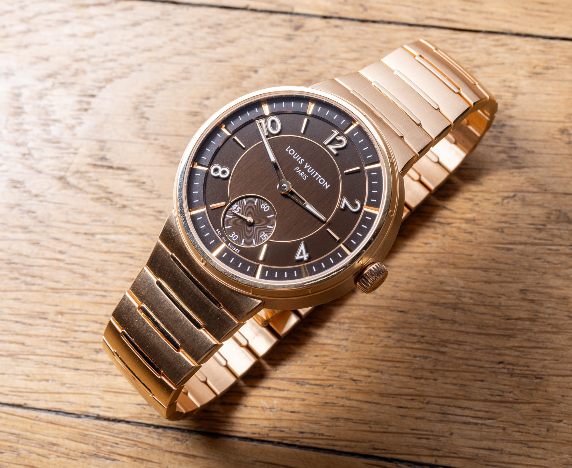 Louis Vuitton Wrist Watch Brown Gold