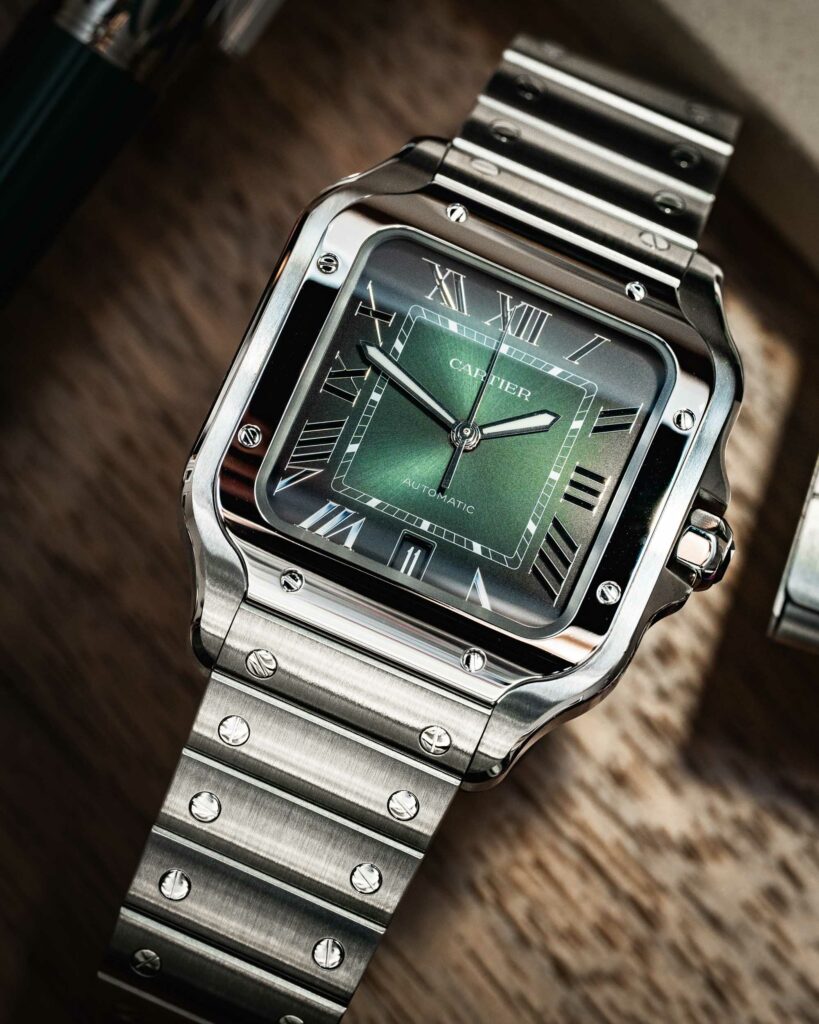 Hands-On: Cartier Green Dial Santos De Cartier Watch | aBlogtoWatch