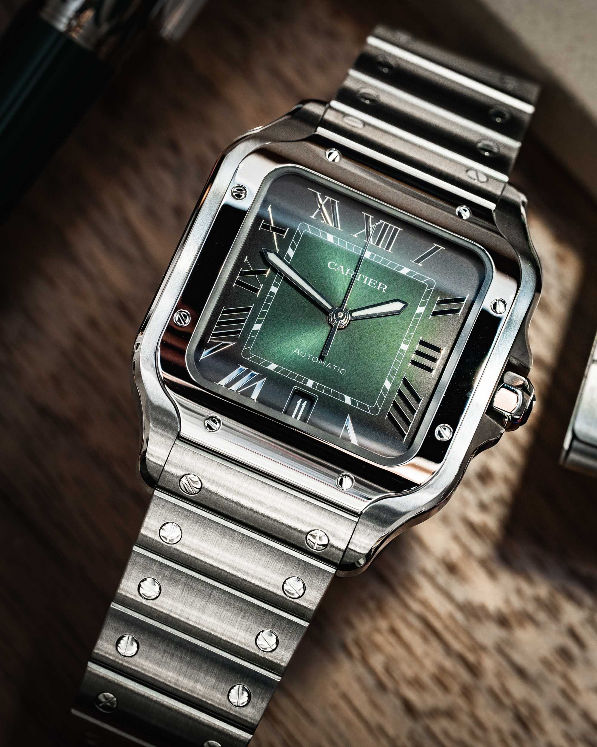 Hands-On: Cartier Green Dial Santos De Cartier Watch